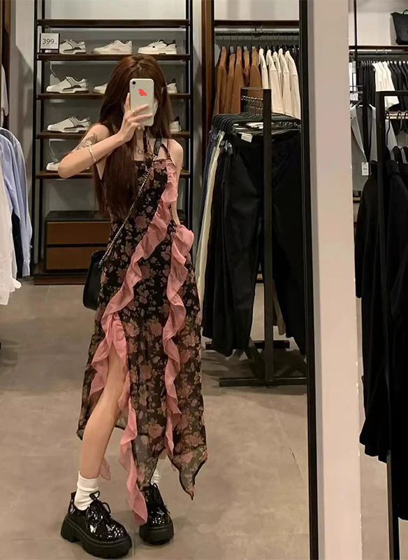 Rose Floral Halter Dress