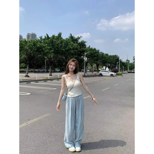 Elastic Waist Pleated Casual Pants