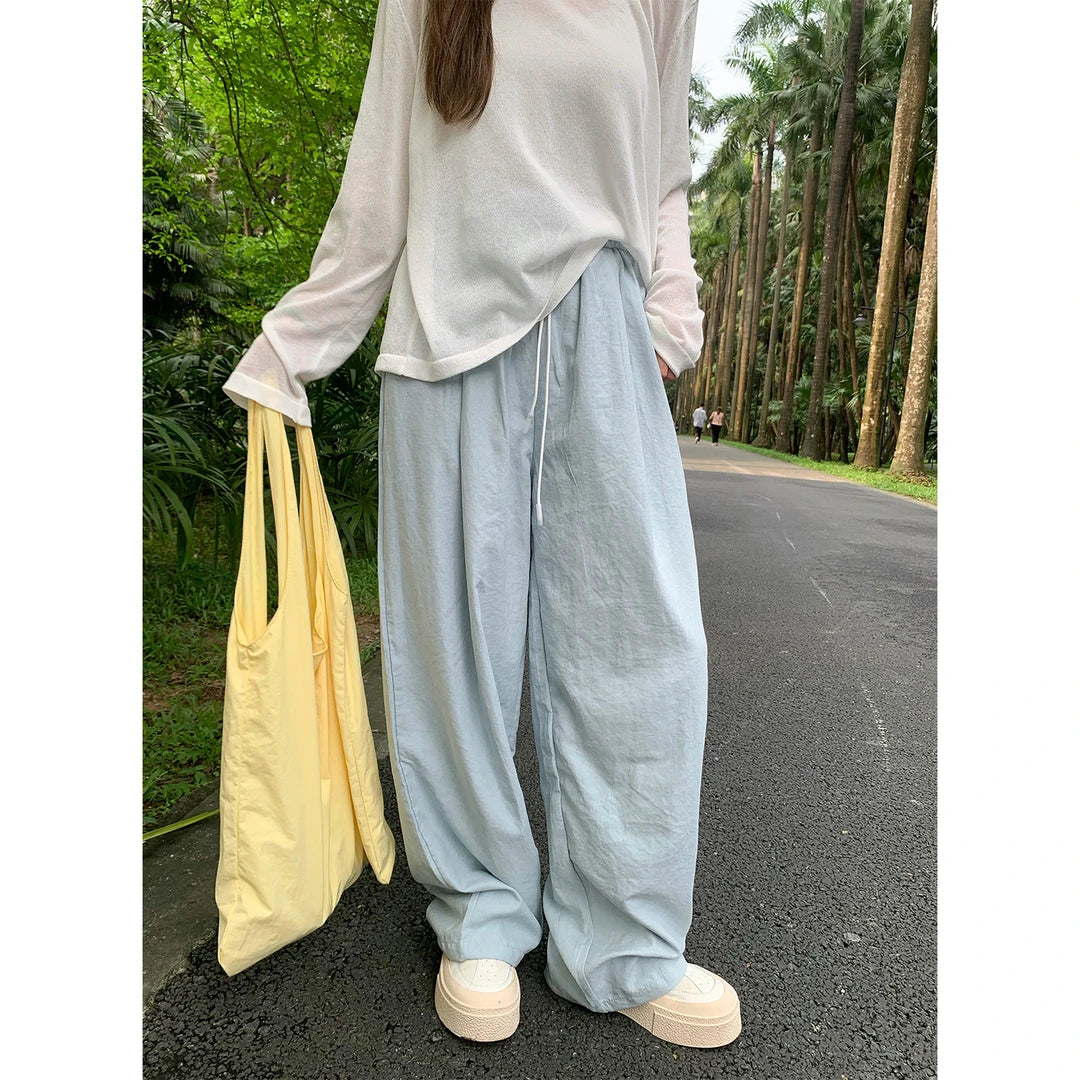 Elastic Waist Pleated Casual Pants