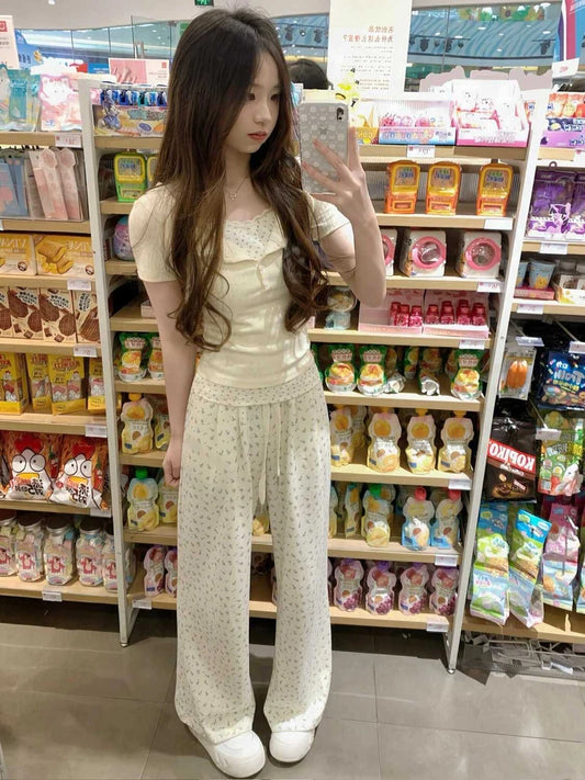 Floral High Waist Loose Casual Pants