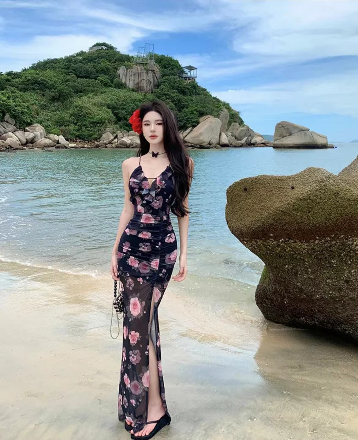 Waist Slimming Floral Dress