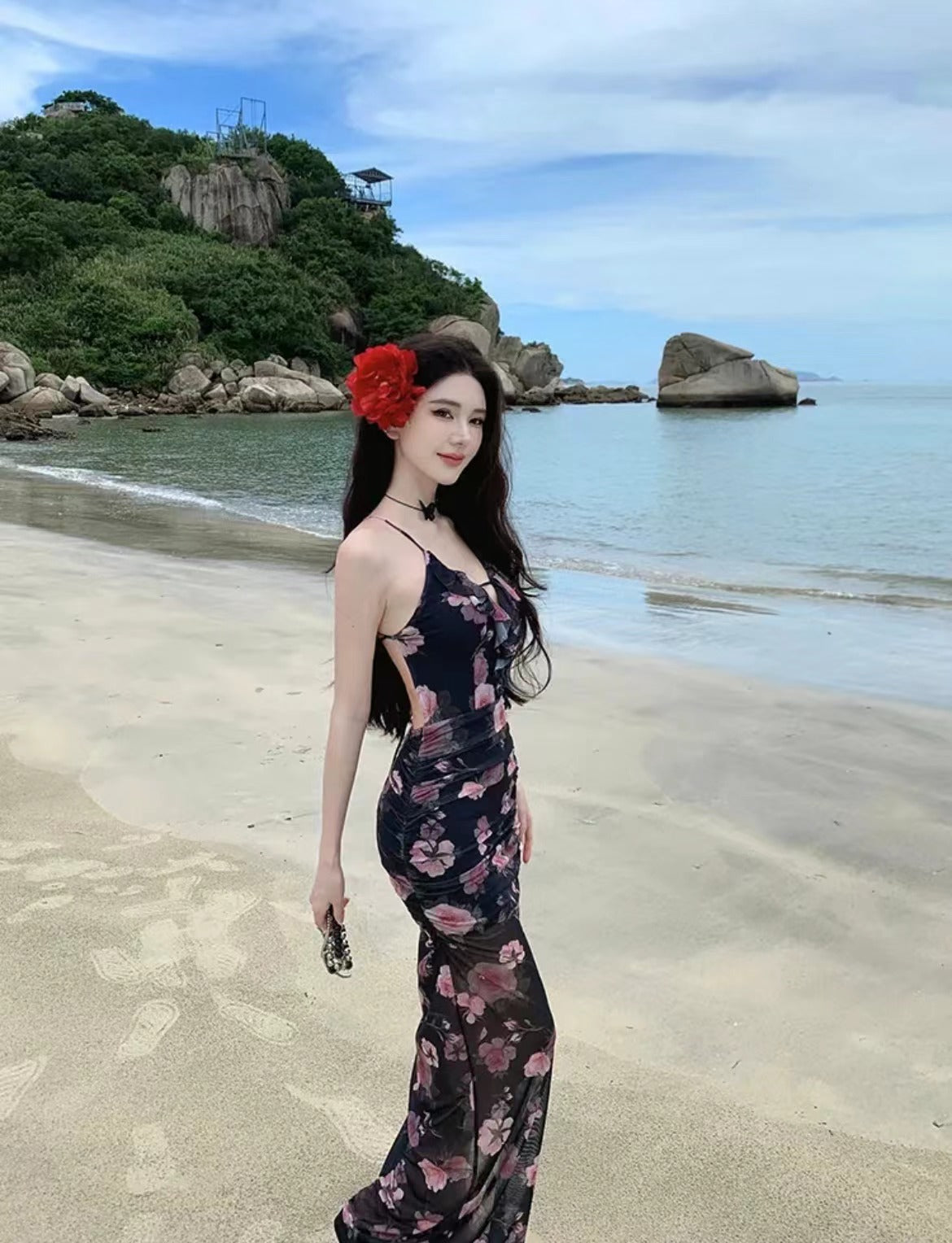 Waist Slimming Floral Dress
