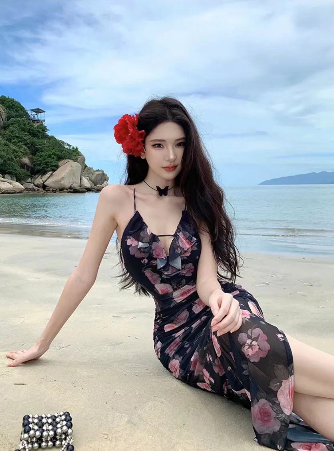 Waist Slimming Floral Dress