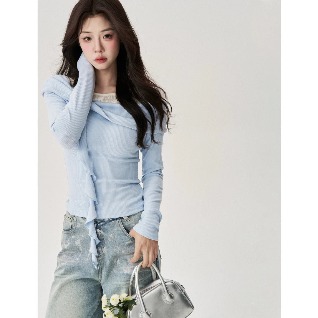 Lace One Neck Knit Shirt