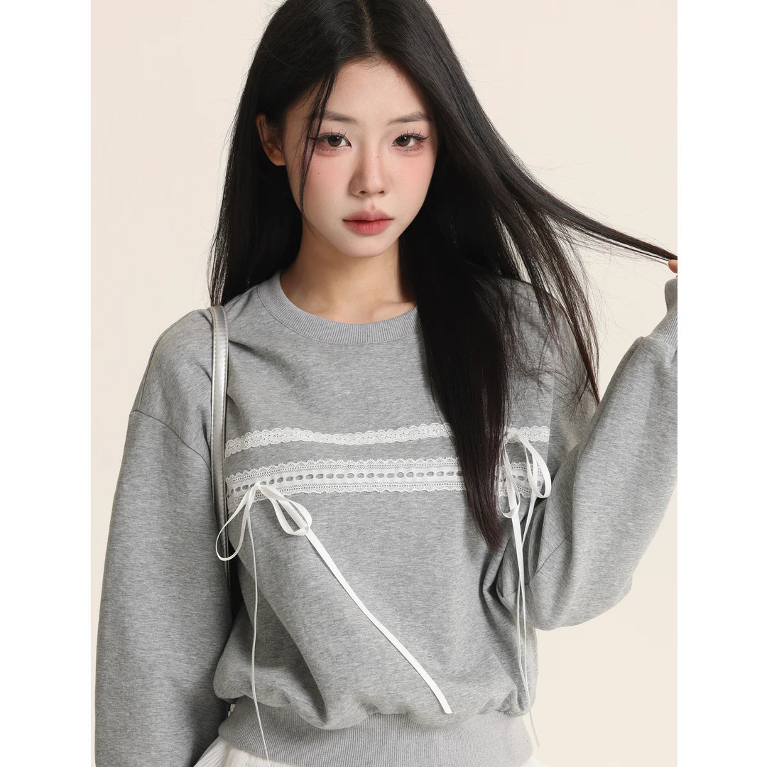 Lace Splicing Lace Up Waist Set